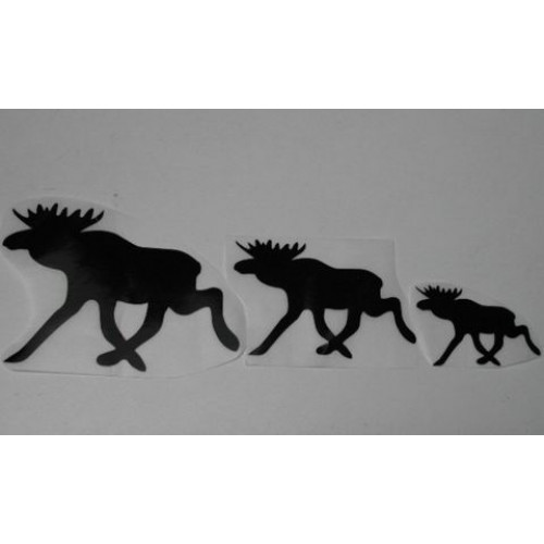 Afscheid rijstwijn Stout Sticker eland familie set van 3 stuks; 60+90+125 mm. zwart