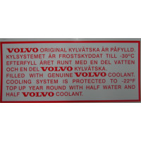 Sticker Volvo koelvloeistof 1975+ en jonger oranje wit