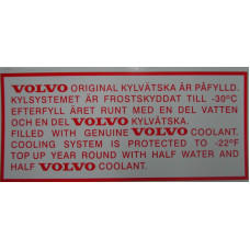 Sticker Volvo koelvloeistof 1975+ en jonger oranje wit