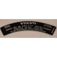 Sticker Volvo luchtfilter 461177 B30E / B30F 164