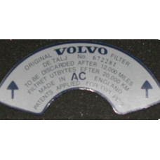 Sticker Volvo luchtfilter 672281 SU dik