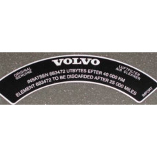 Sticker Volvo luchtfilter 683472 B20E / B20F