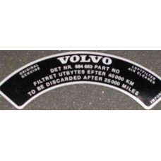Sticker Volvo luchtfilter 684664 B20 SU