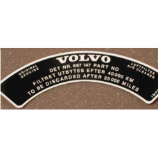 Sticker Volvo luchtfilter 687147 B20 Stromberg