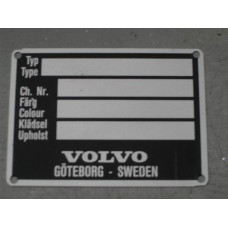Chassisnummer typeplaatje Volvo PV544 Amazon P1800 +ES remake