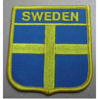 Badge Zweeds vlag schild + SWEDEN / geborduurd / opstrijkbaar