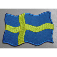 Badge Zweedse vlag wapperend / geborduurd / opstrijkbaar