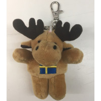 Sleutelhanger Eland pluche 10 cm / met Zweedse vlag