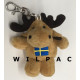 Sleutelhanger Eland pluche 10-11 cm. met Zweedse vlag
