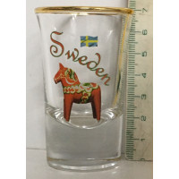 Shotglas Sweden met Zweedse vlag en Dalarna paard / 40 ml. 